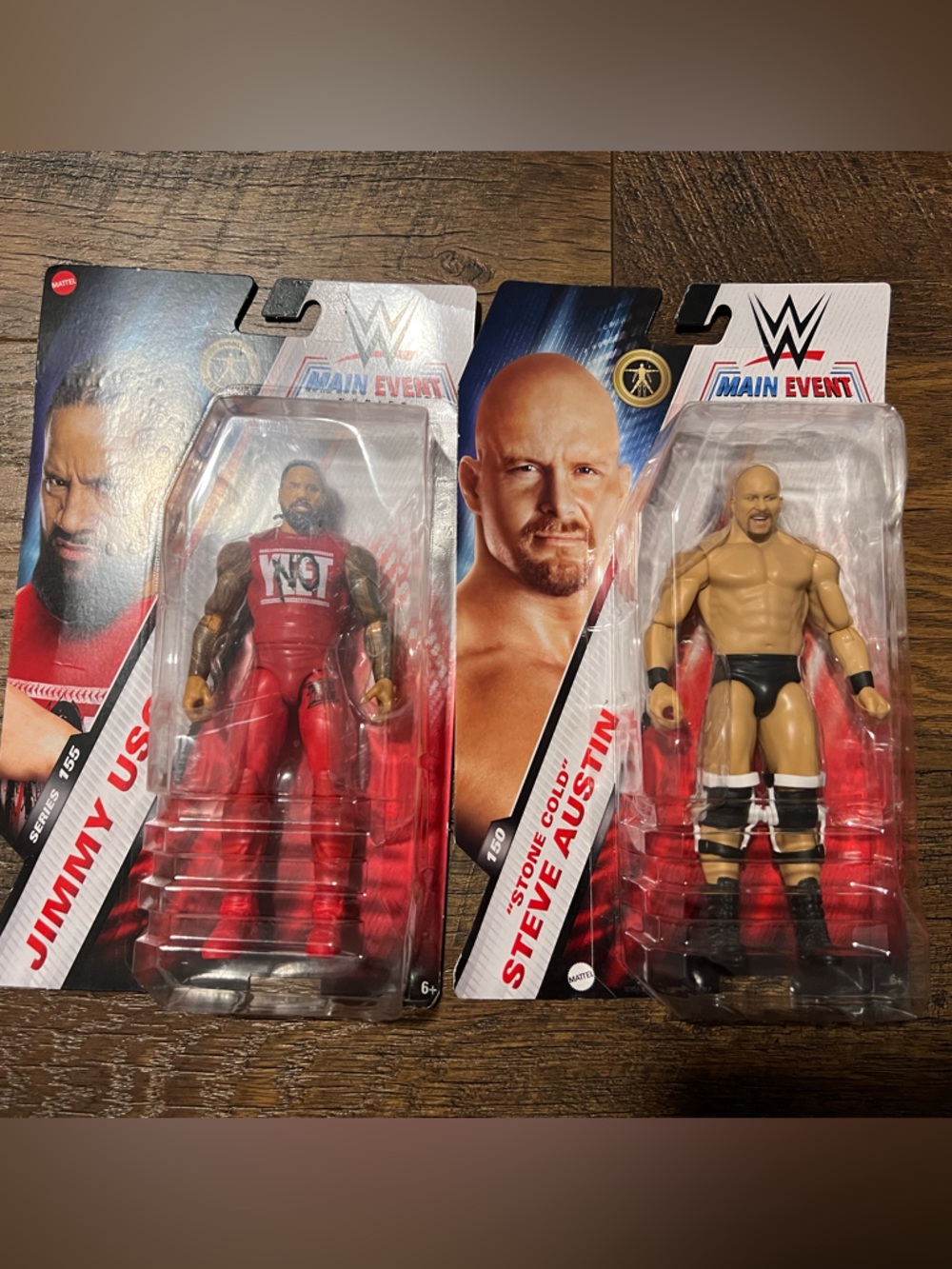 Mattel WWE Jimmy Uso and Stone Cold Steve Austin NIB Set of 2 Main Event Series